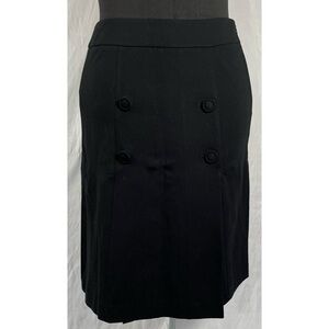Talbots Black Front Button Detail Faux Wrap Skirt